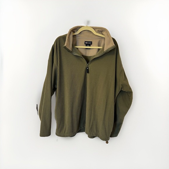 Faded Glory Mens Half Zip  Corduroy Pullover Sweater Size XLarge Green - Picture 1 of 5